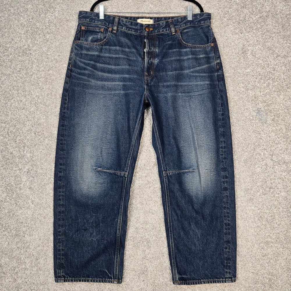Madewell The Darted Barrel-Leg Jeans Button Fly Blue Womens 18 (38x26)